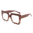 Oversized Square Bluelight Blocking Sunglasses-PINK/ANI PRINT