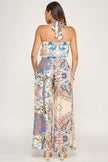 Halter Top & Pants Set - BLUE MULTI