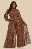 Plus Size Front Tie Detail Tiered Jumpsuit