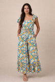 FLORAL CUT OUT HIGH WAIST JUMPSUIT