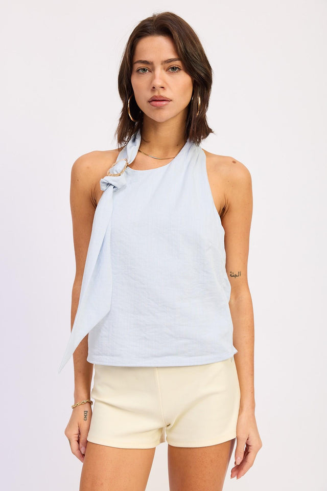 One Shoulder Top with Scarf Detail