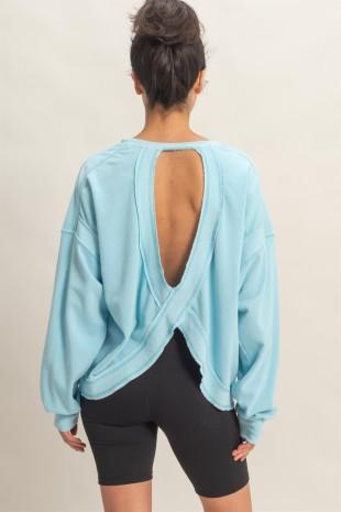 Oversized Cross Detail Open Back Sweatshirt