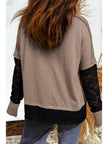 Solid Lace Patch Long Sleeve Top